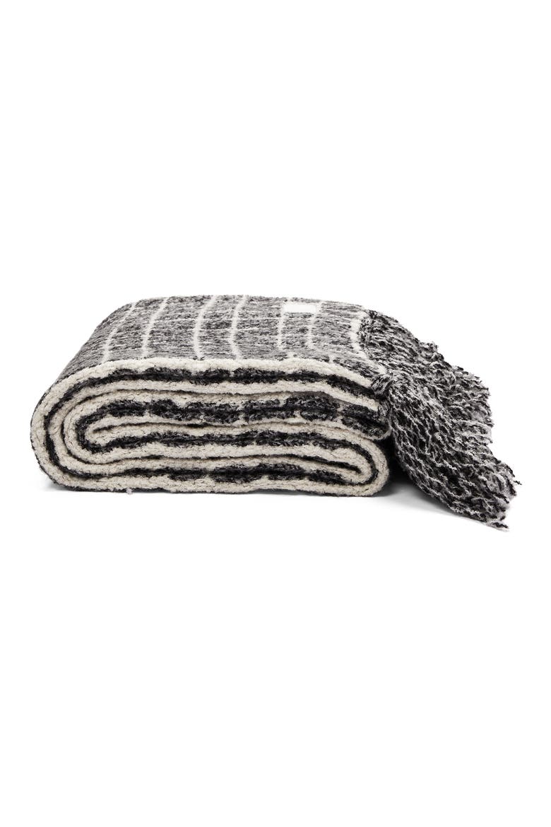 Lindsey Check Bouclé Knit Scarf, Alternate, color, CHARCOAL