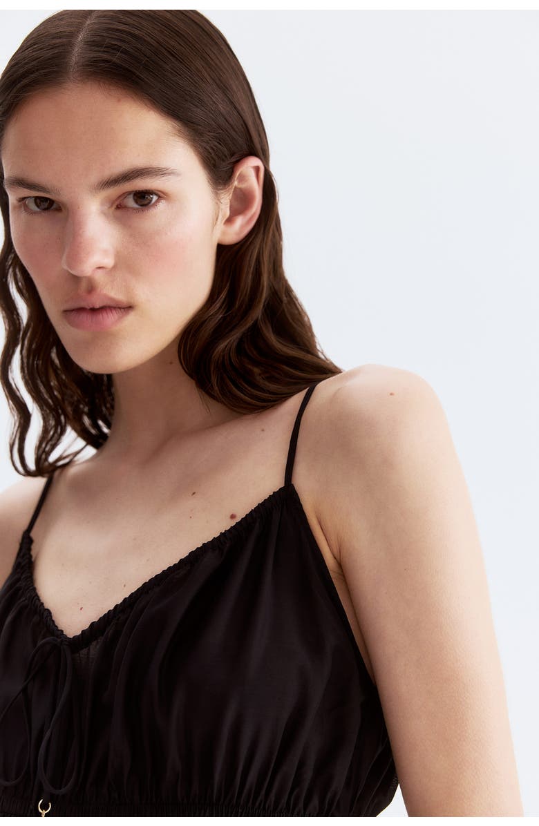 H&M Smocked Strappy Dress, Alternate, color, Black