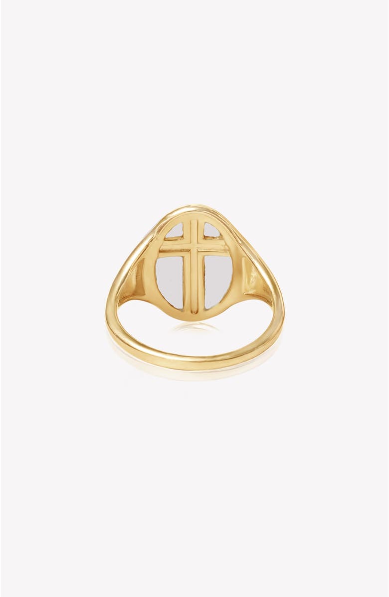 Rizen Jewelry Mother Of Pearl Cross Ring, Main, color, 18K Gold