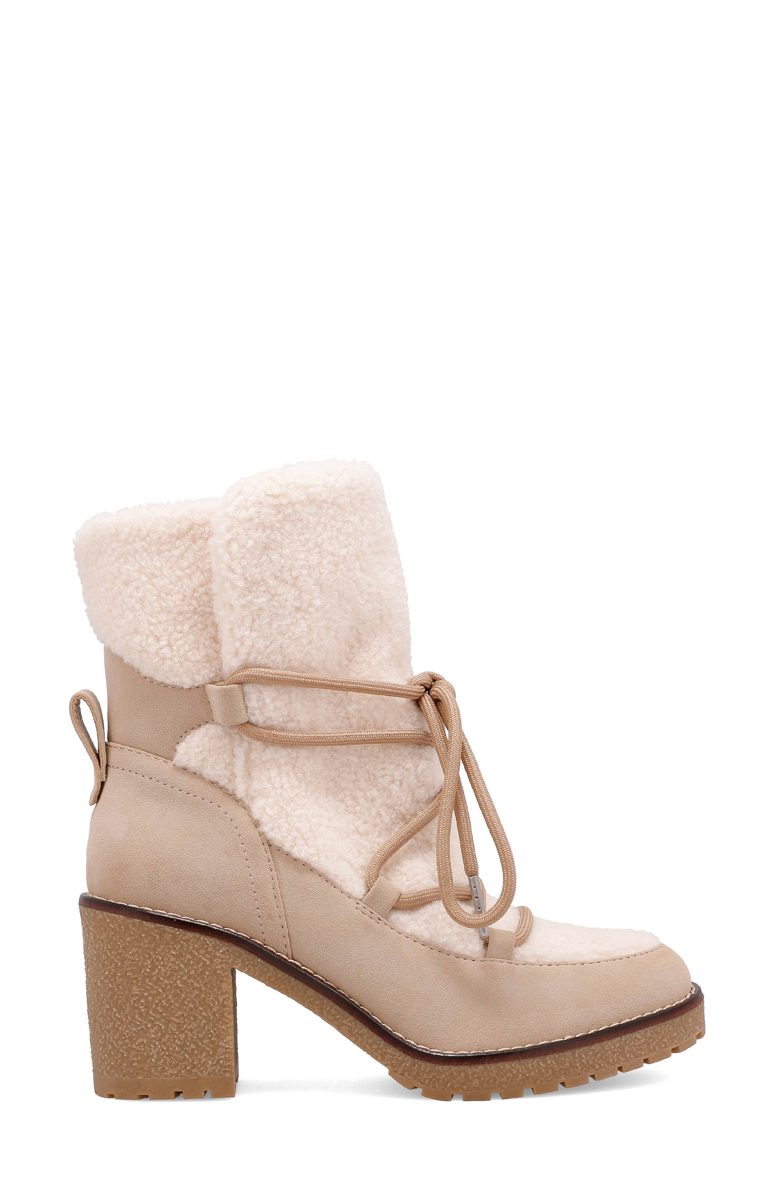 MIA Holiday Faux Shearling Bootie, Alternate, color, Sand/Off White