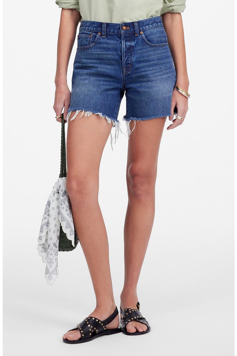 The Brynn Long Cutoff Denim Shorts, Main, color, POLACHECK WASH