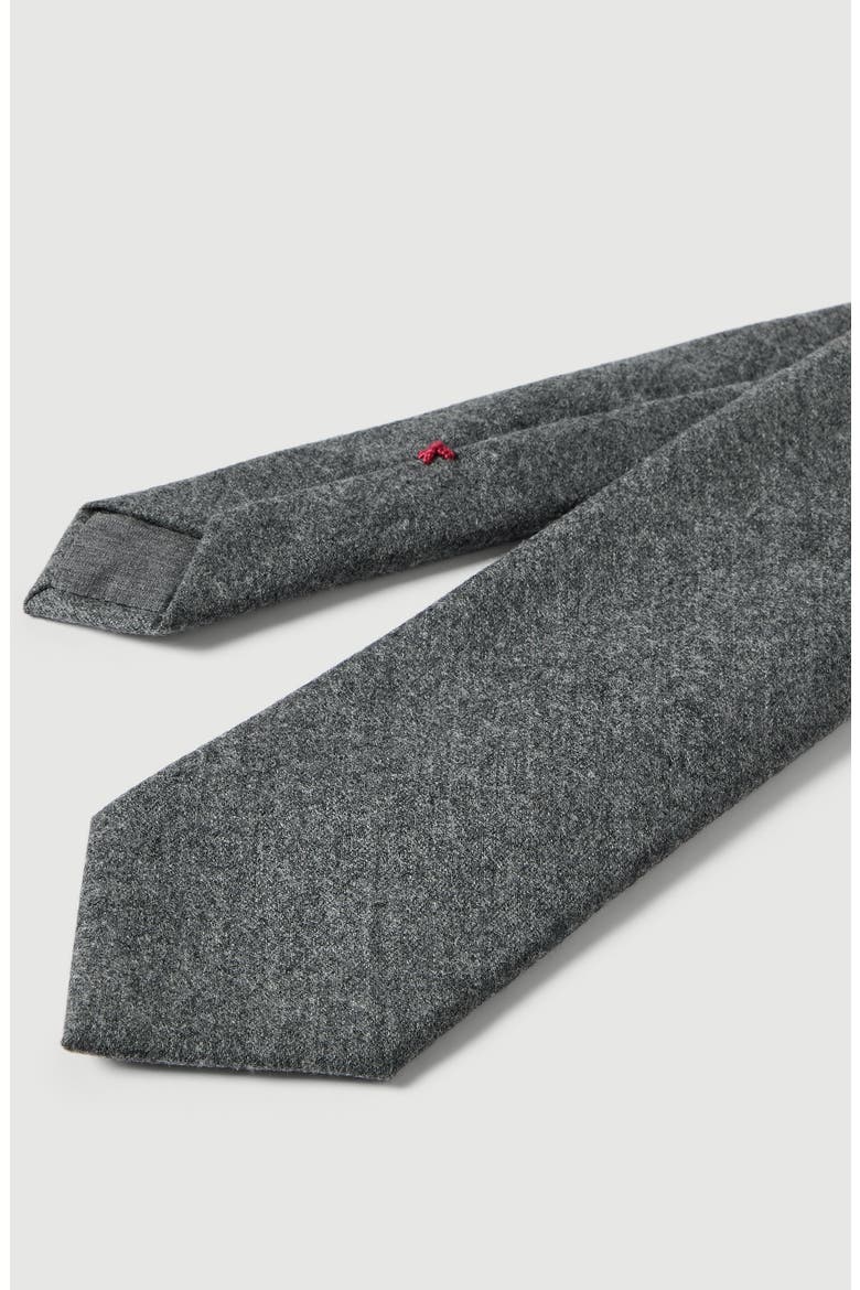 Virgin wool flannel tie, Alternate, color, Medium Grey