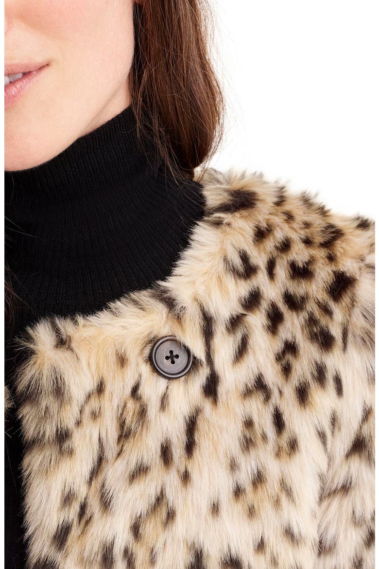J. Crew Crop Faux Snow Leopard Fur Coat, Alternate, color, AMY LEOPARD