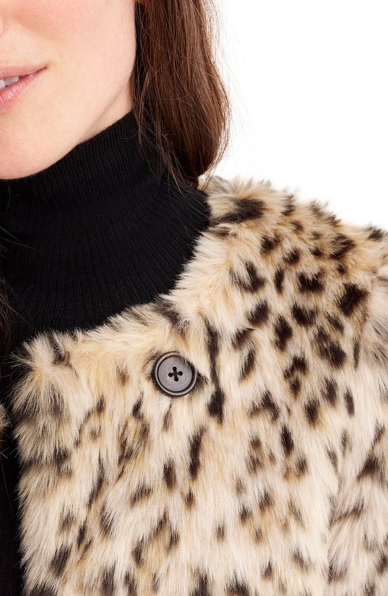 J.Crew J. Crew Crop Faux Snow Leopard Fur Coat, Alternate, color, 