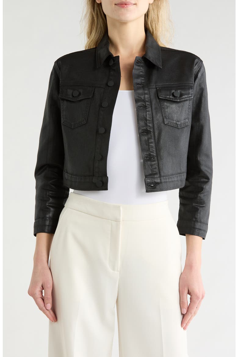 Koda Coated Denim Crop Jacket, Main, color, NOIR COATE