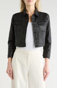 L'AGENCE Koda Coated Denim Crop Jacket