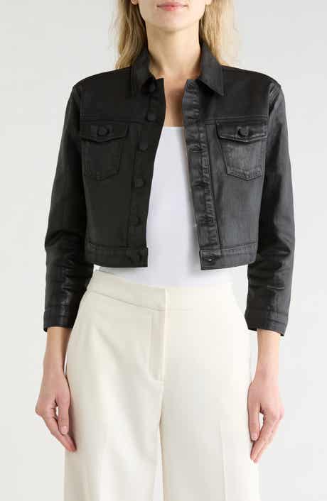 L'AGENCE Koda Coated Denim Crop Jacket