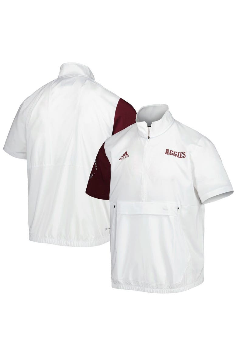 Men's adidas White Texas A&M Aggies M STM AEROREADY Half-Zip Jacket, Main, color, White