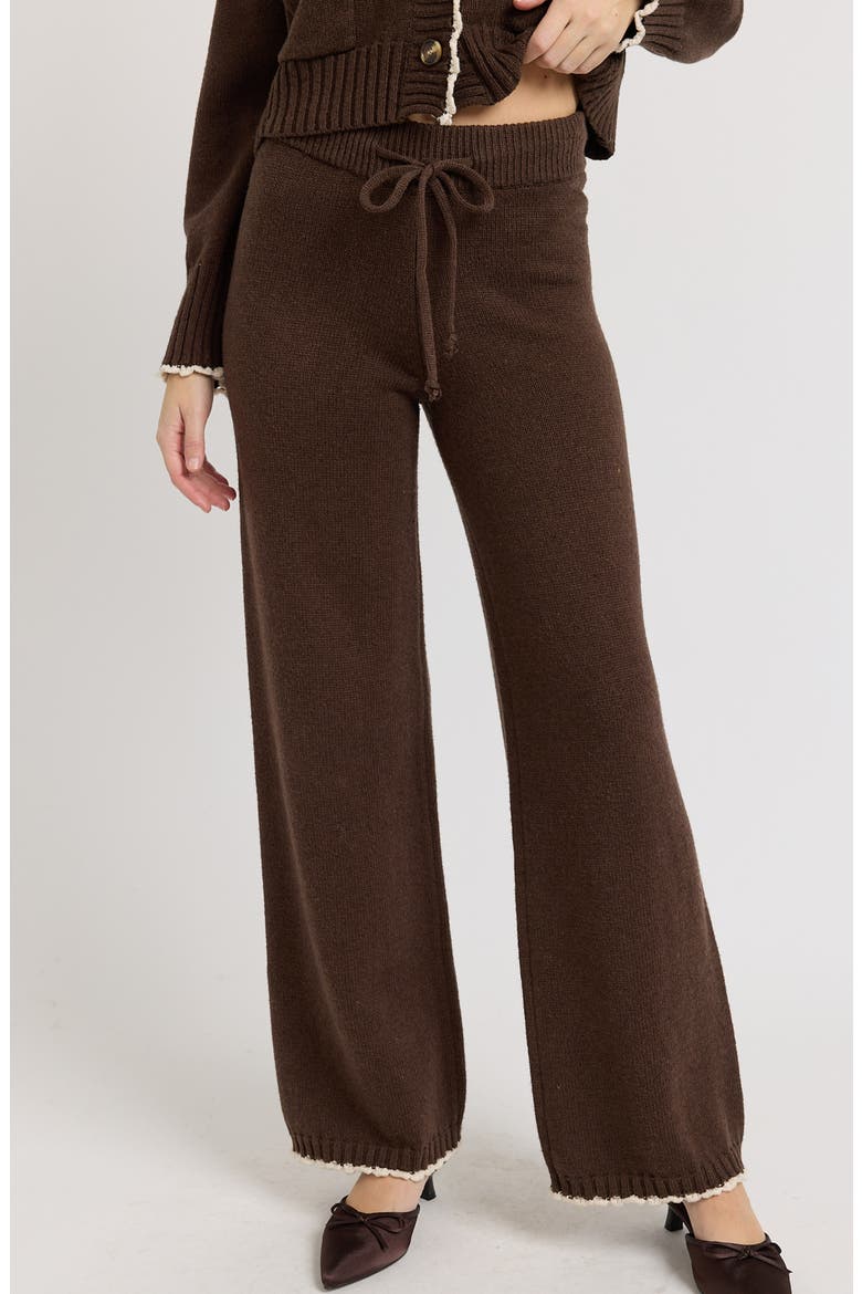 Victoria Drawstring Wide Leg Knit Pants, Main, color, BROWN