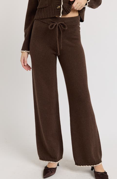 Victoria Drawstring Wide Leg Knit Pants