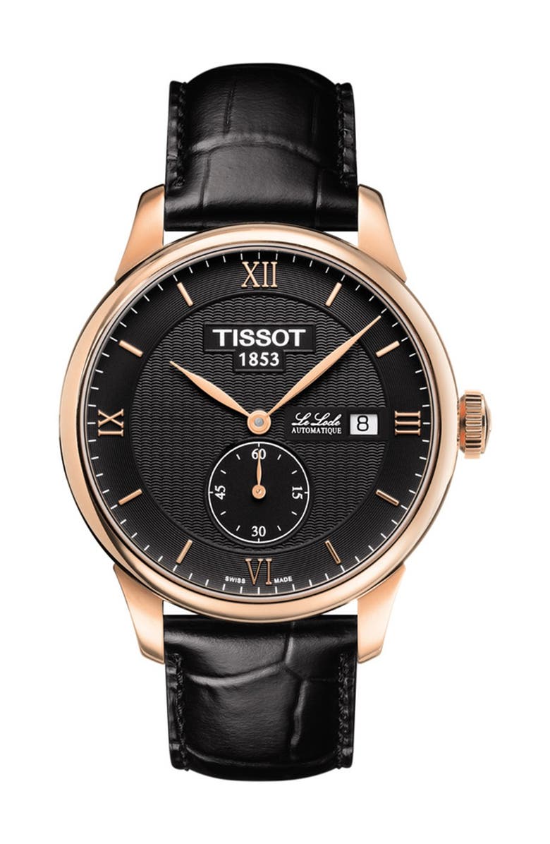 Tissot Men's Le Locle Croc Embossed Leather Strap Watch, 39mm, Main, color, 