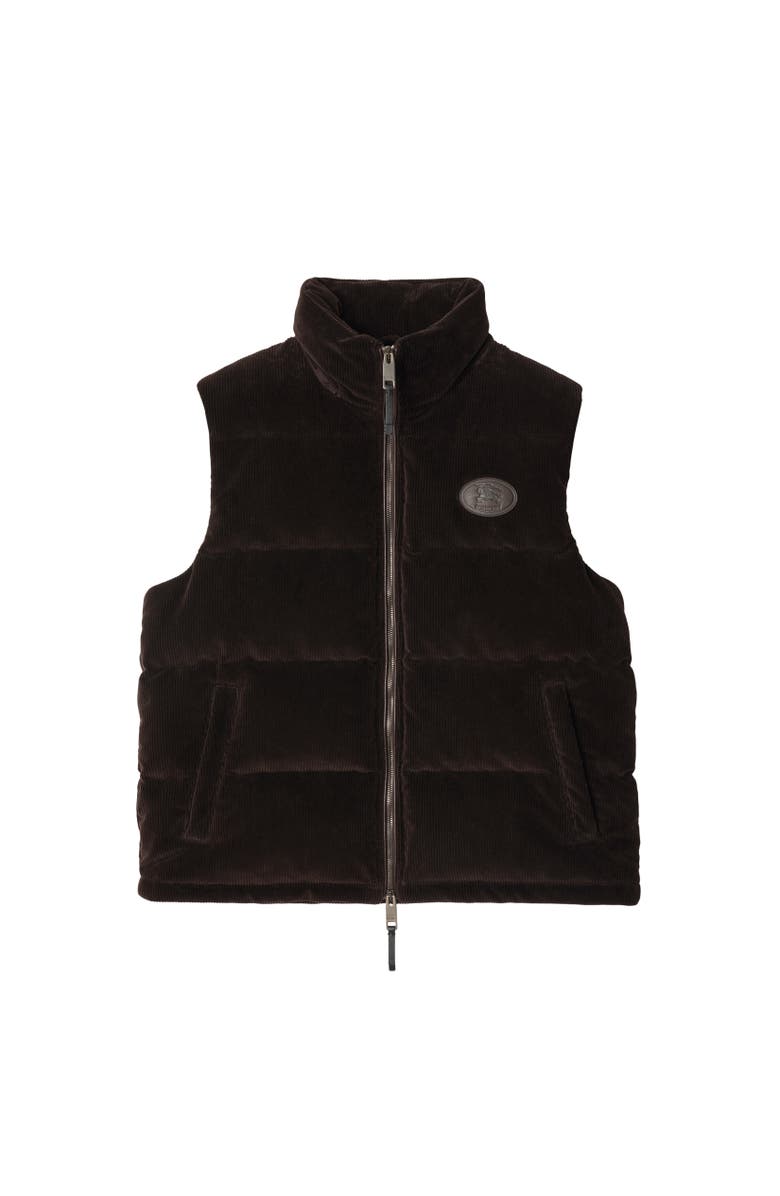 Burberry Corduroy Puffer Gilet, Alternate, color, Clove Brown