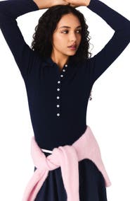 maje Polo collar ribbed sweater