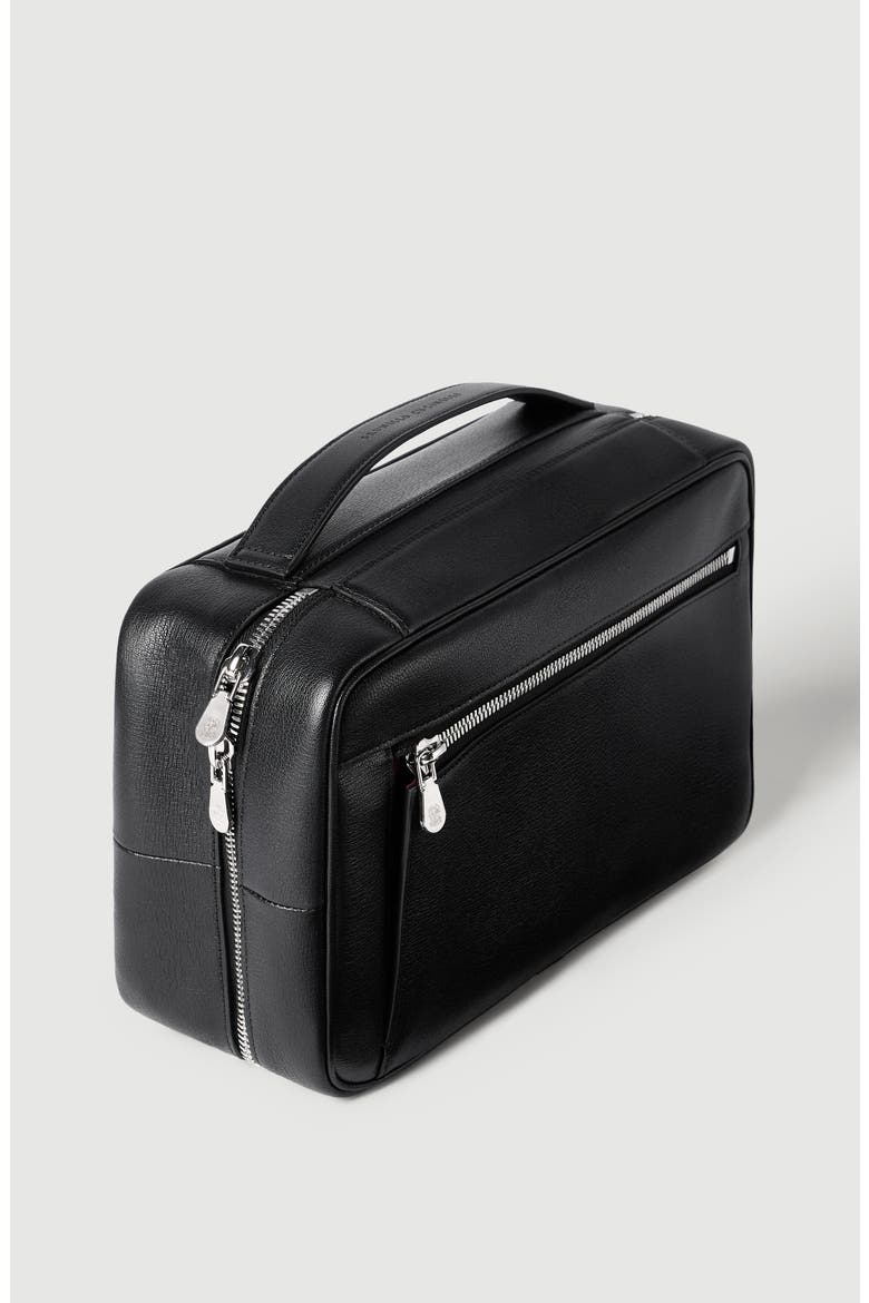 Grained leather travel beauty case, Alternate, color, Black