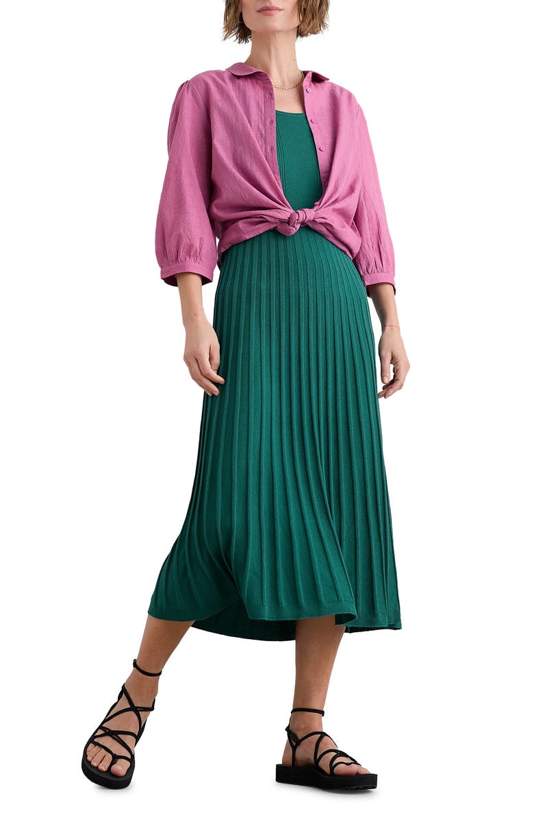 Seasalt Cornwall Sunlight Summer Sleeveless Rib Sweater Dress, Main, color, Knit Melange Pine Shoots