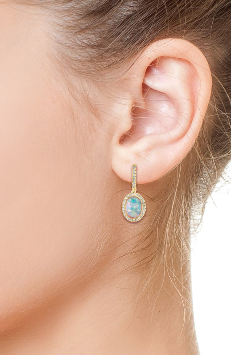 EFFY 14K Gold Diamond & Ethiopian Opal Drop Earrings, Alternate, color, 