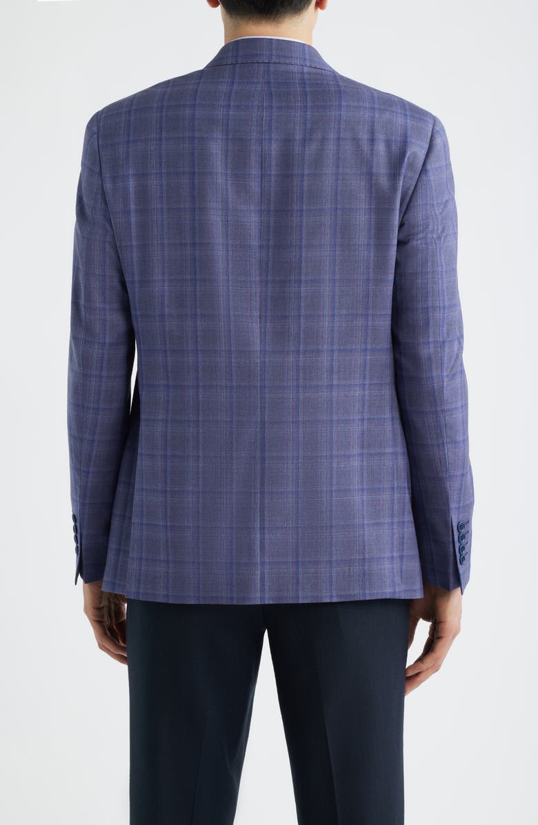 Emporio Armani Purple & Grey Check Virgin Wool Sport Coat, Alternate, color, Plum