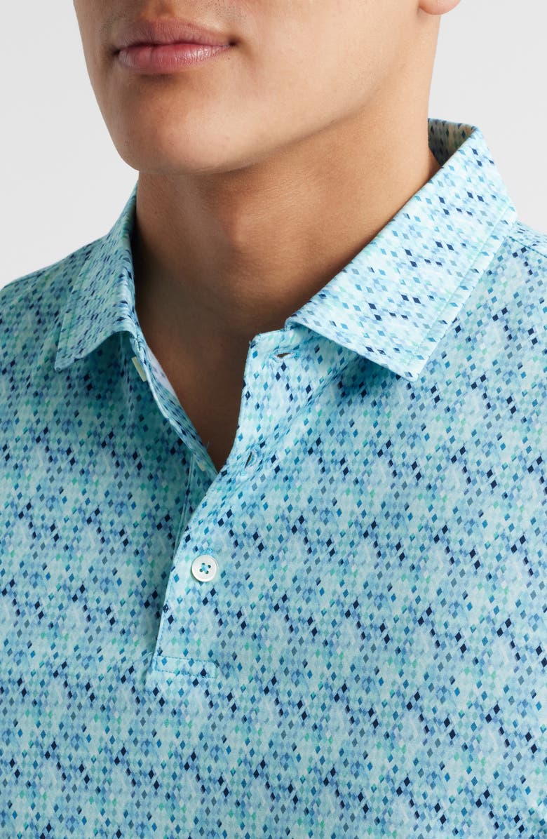 Bugatchi Victor OoohCotton<sup>®</sup> Geo Print Polo, Alternate, color, Turquoise