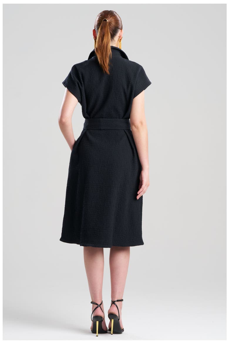 Textured Cotton Jacquard Shirt Dress, Alternate, color, BLACK