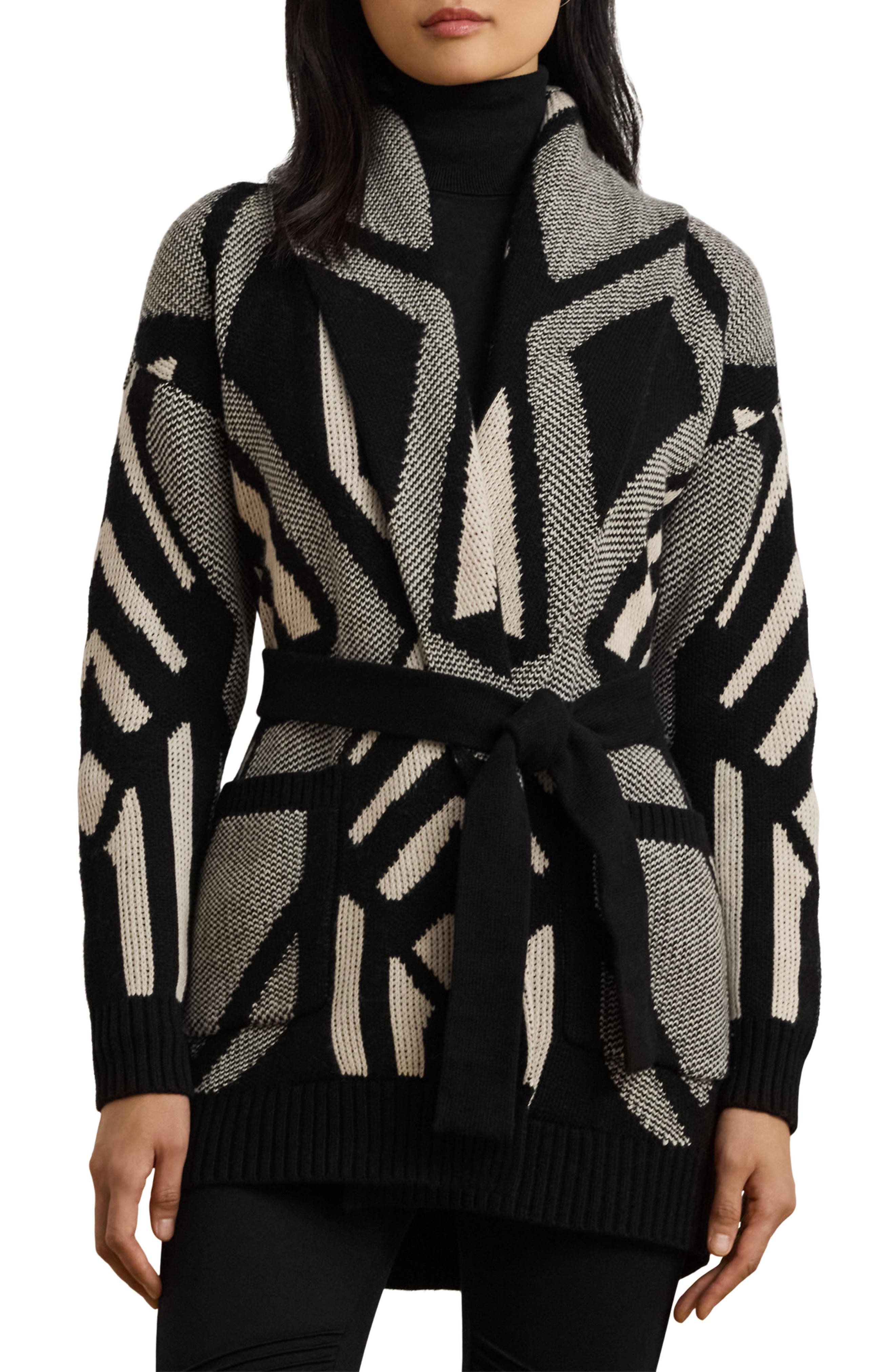 Geo Motif Wrap Cardigan