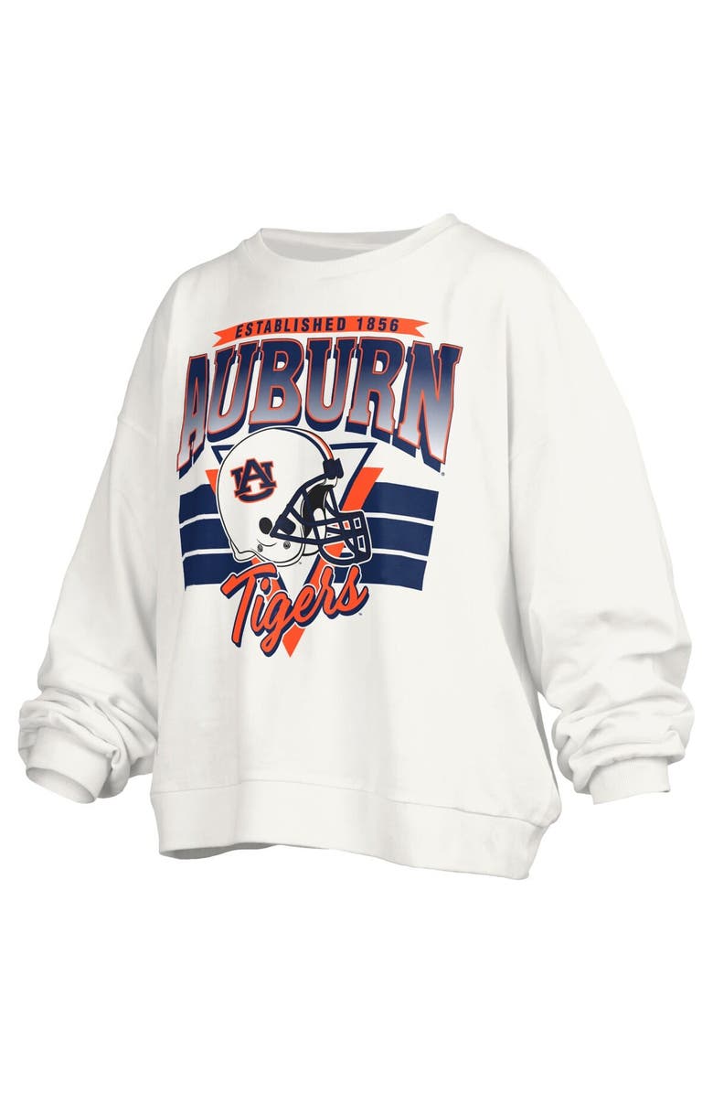 PRESSBOX Women's Pressbox White Auburn Tigers Janice Retro Logo Oversized Pullover Sweatshirt, Alternate, color, White