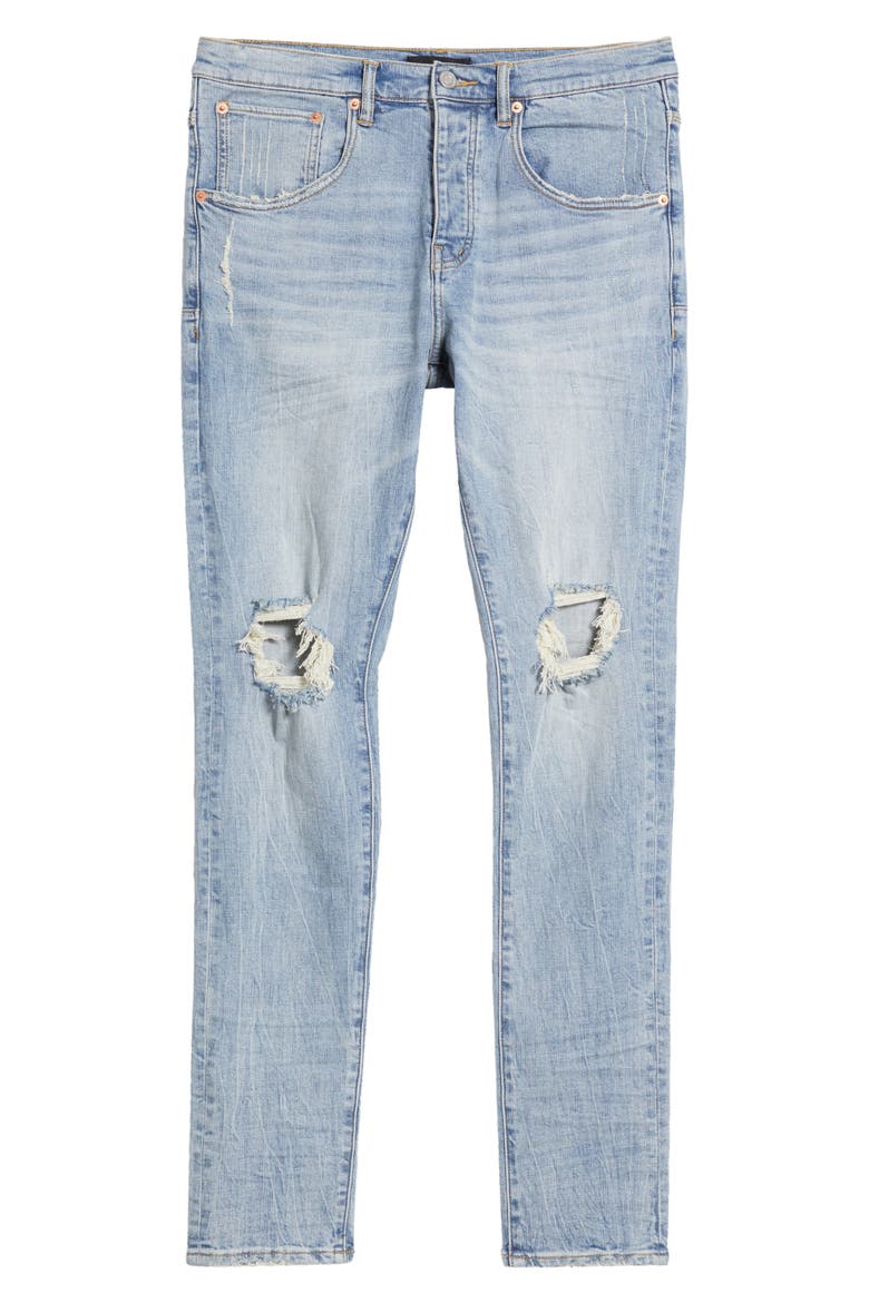 Ripped Knee Blowout Slim Jeans, Alternate, color, LIGHT INDIGO BLOWOUT