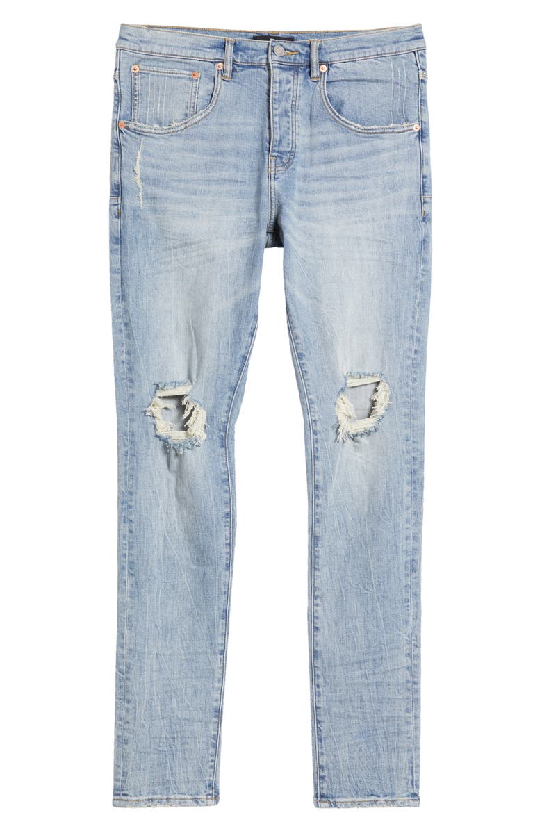 PURPLE BRAND Ripped Knee Blowout Slim Jeans, Alternate, color, Light Indigo Blowout