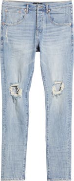 PURPLE BRAND Ripped Knee Blowout Slim Jeans