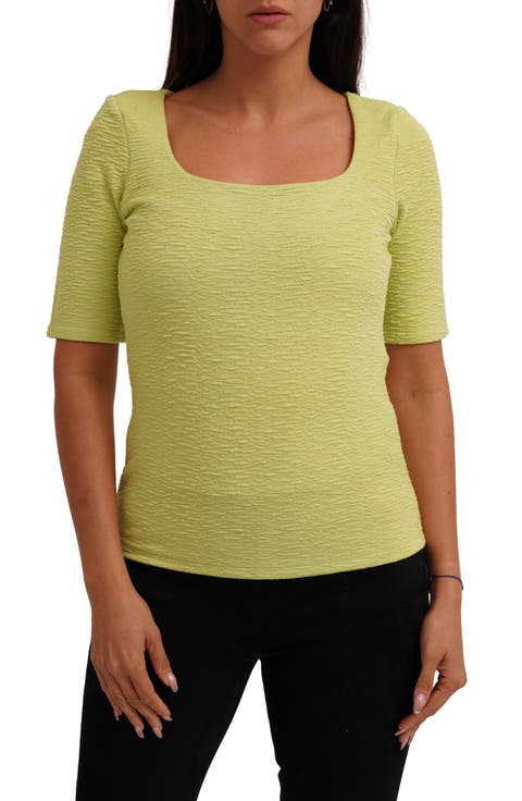 Textured Elbow Sleeve Top