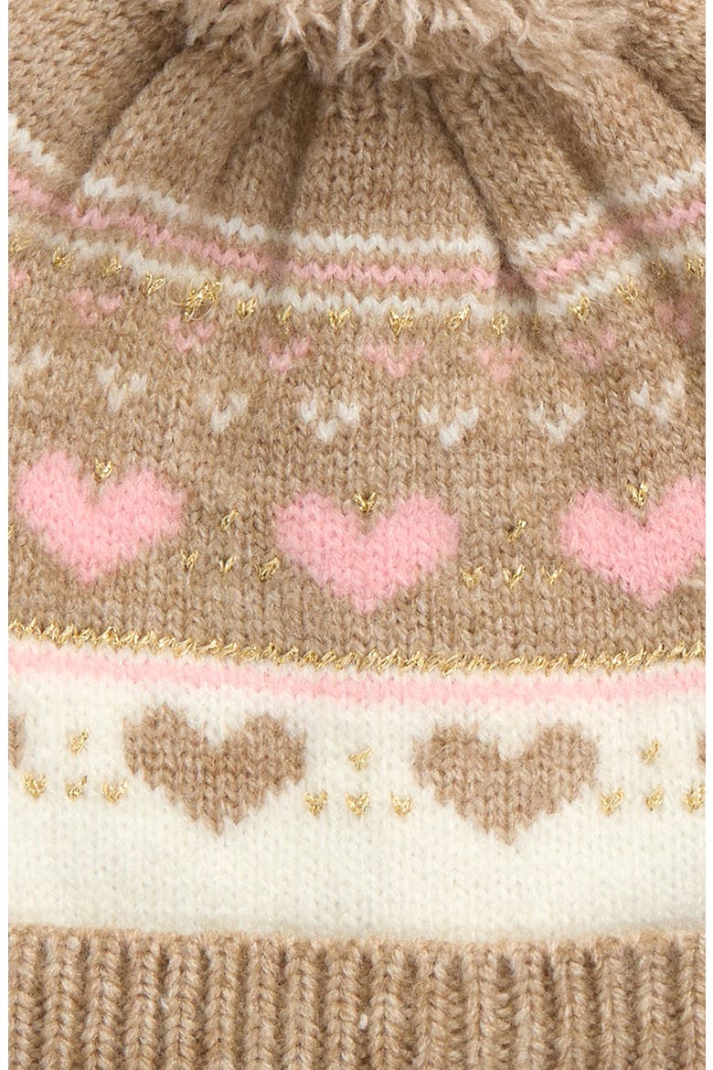 Kids' Heart Fair Isle Beanie & Mitten Set, Alternate, color, NATURAL COMBO