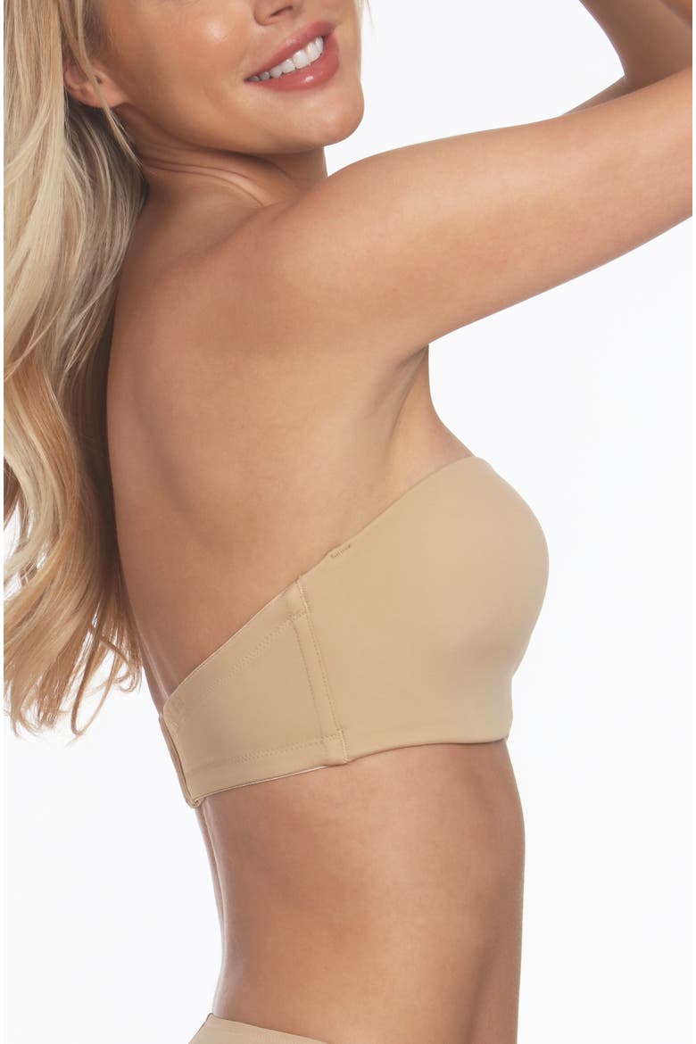 Bella Strapless Seamless Hidden Underwire Convertible Bandeau Bra with Clear & Matching Straps, Alternate, color, Mocha