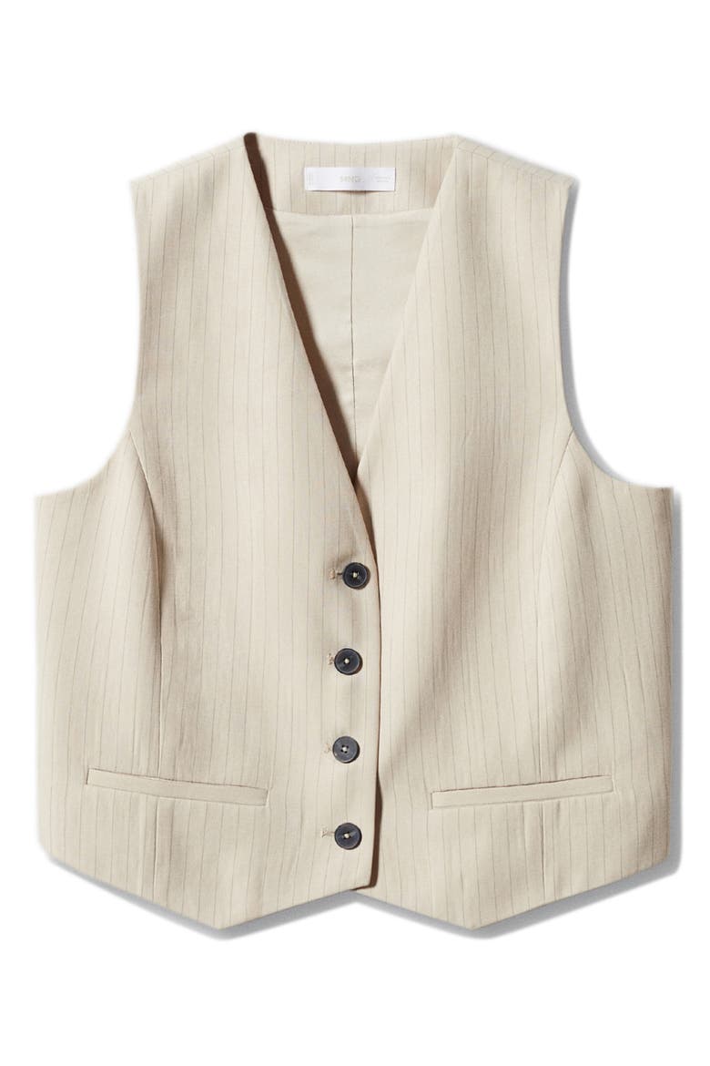 Pinstripe Crop Vest, Alternate, color, LIGHT BEIGE
