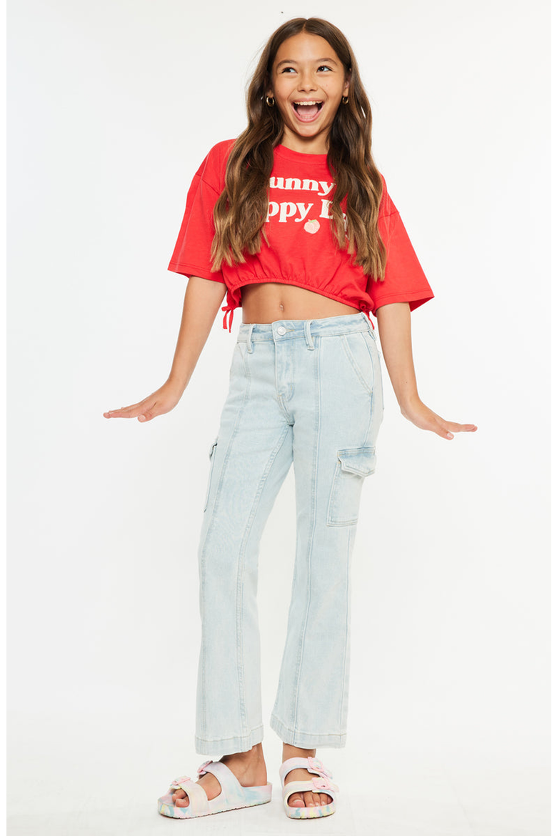 Normani High Rise Cargo Flare Jeans, Alternate, color, Light Wash