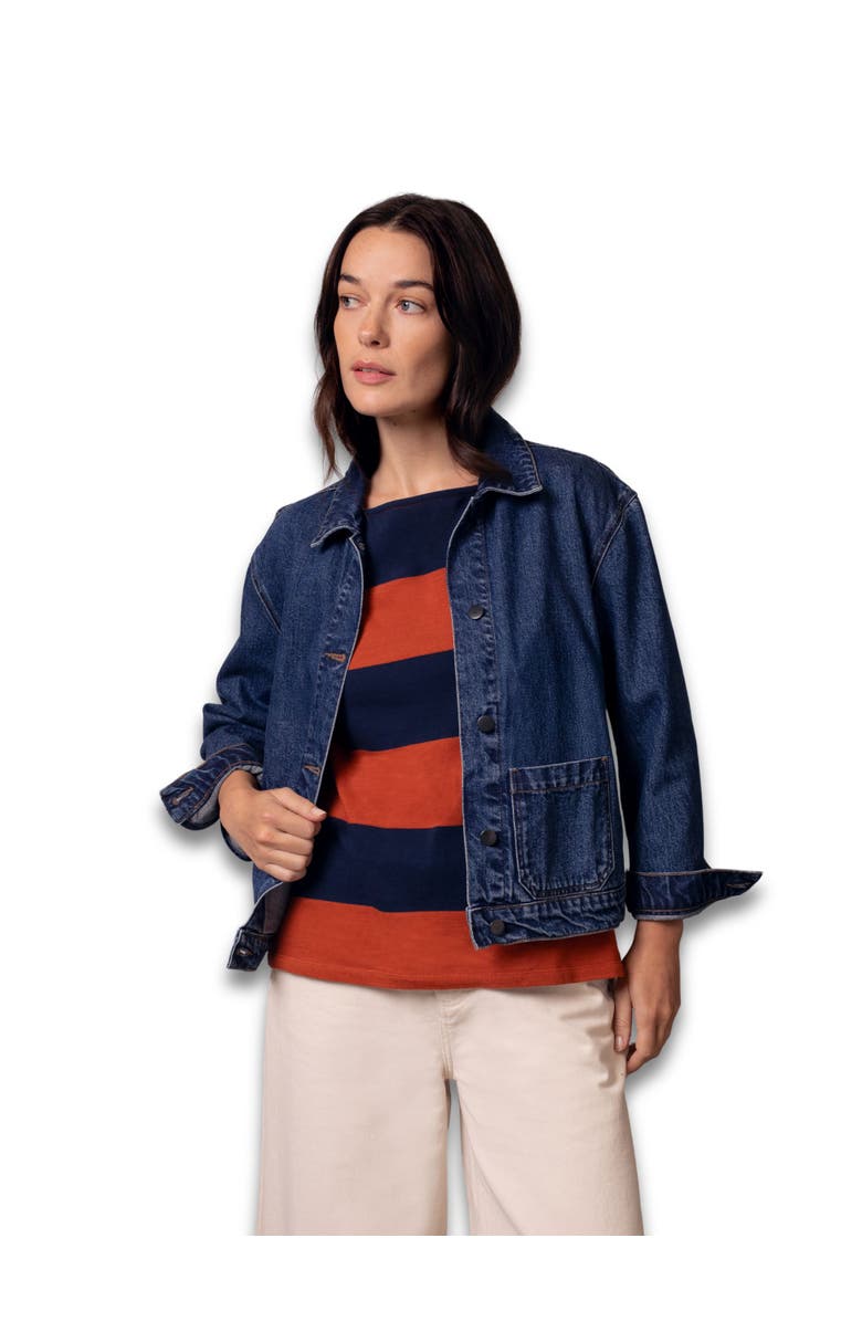 Celtic & Co. Boxy Patch Pocket Denim Jacket, Main, color, Indigo Rinse Wash