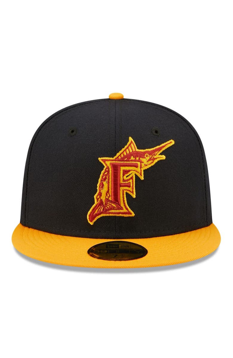 New Era Men's New Era Navy/Gold Florida Marlins Primary Logo 59FIFTY Fitted Hat, Alternate, color, 