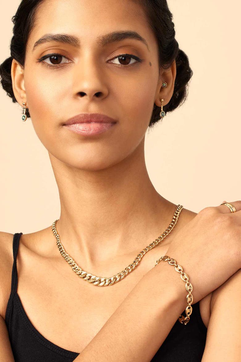 14K Yellow Gold Carmine Curb Graduated Necklace, Alternate, color, Yellow Gold