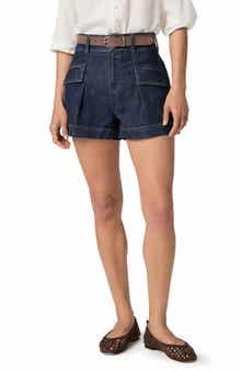 PAIGE Anessa Pleated Denim Shorts