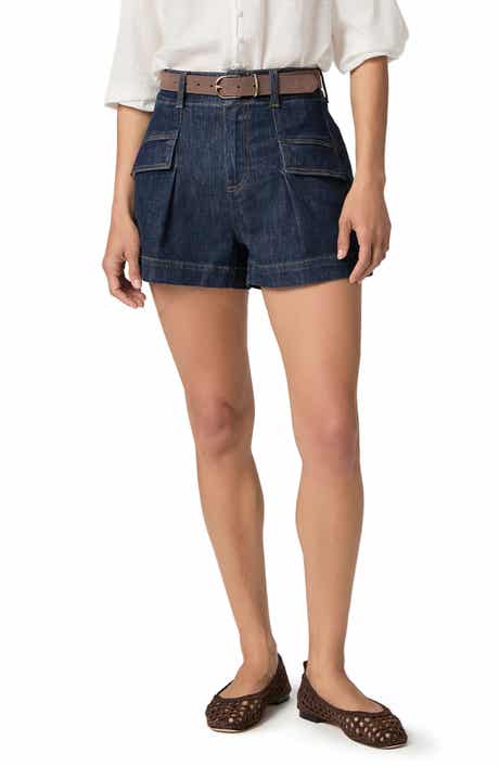 PAIGE Anessa Pleated Denim Shorts
