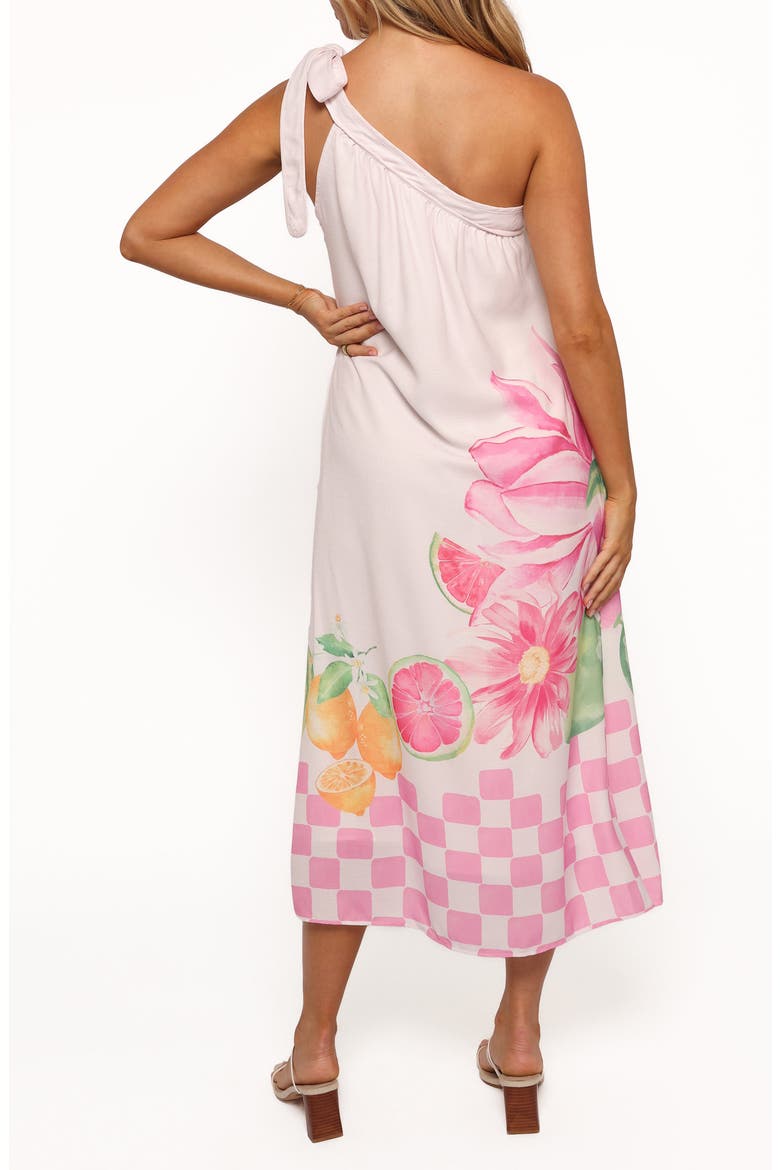 Reagan One-Shoulder Linen Blend Midi Dress, Alternate, color, PINK