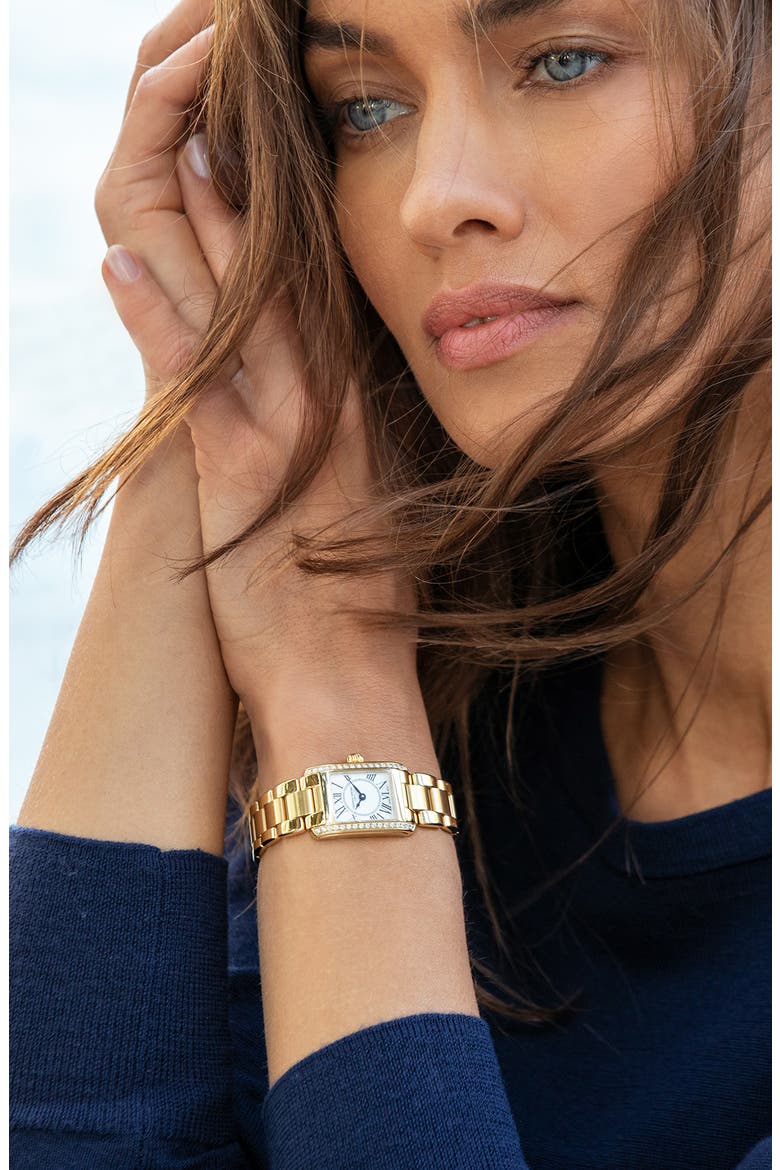 FC Classics Carrée Rectangular Diamond Bracelet Watch, 23mm x 21mm, Alternate, color, GOLD-TONE