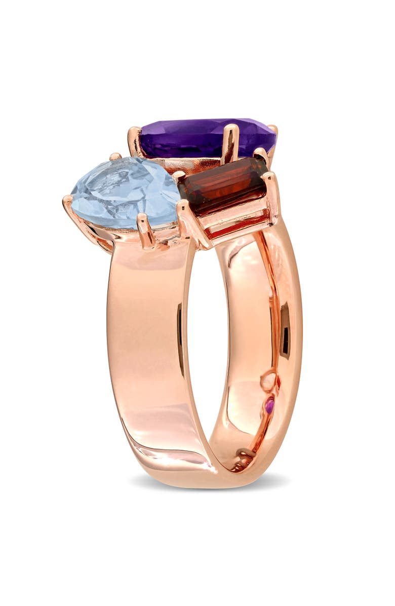 Julianna B. Gemstone 3-Stone Open Ring Rose-Plated Silver, Alternate, color, Amethyst