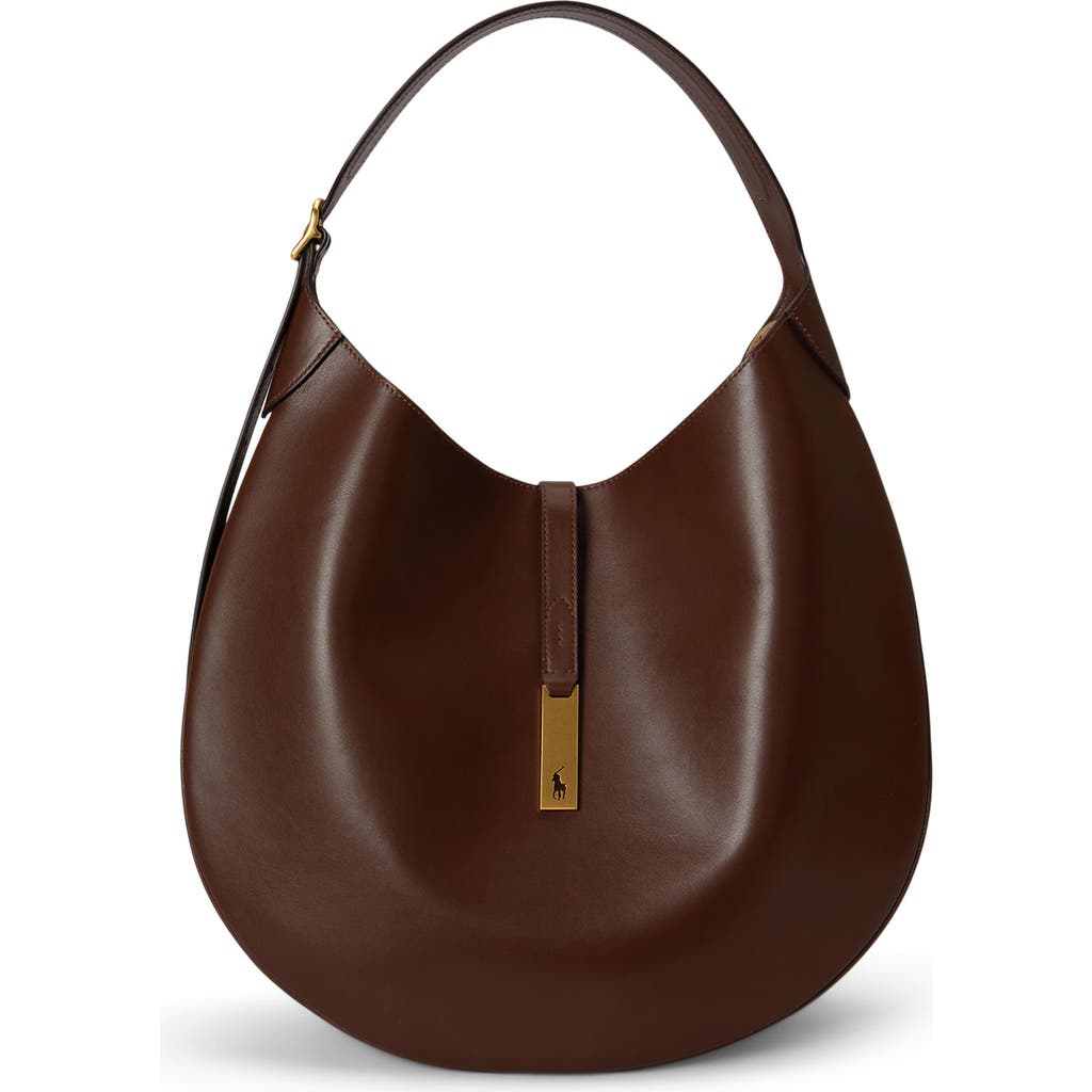 Polo Ralph Lauren Sport Calf Leather Shoulder Bag In Brown