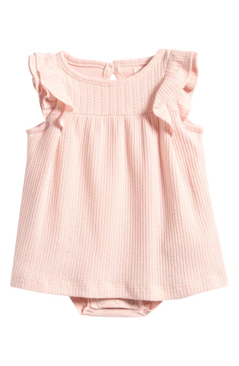 Ruffle Organic Cotton Blend Skirted Bodysuit (Baby)