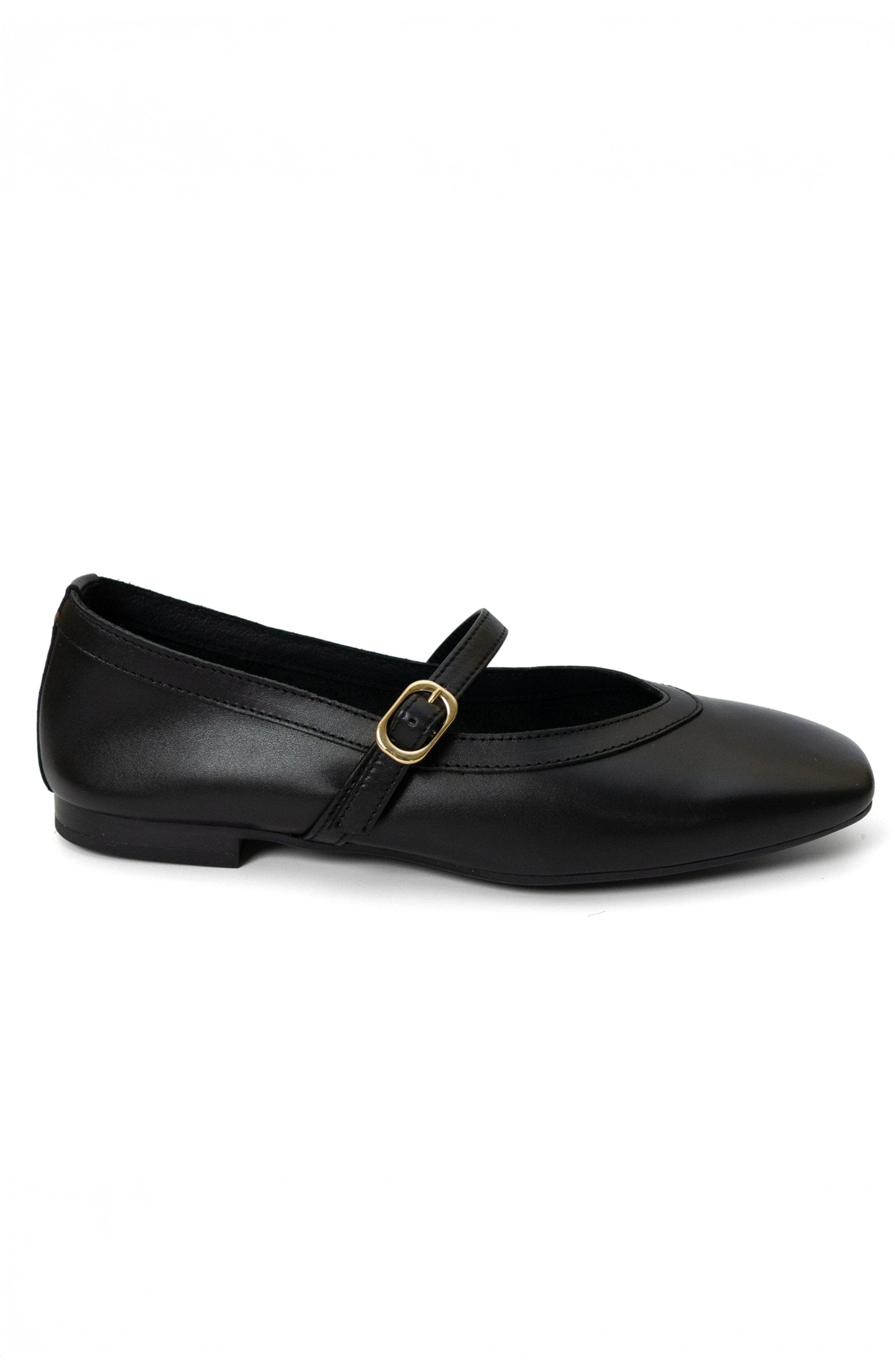 Menina Step Greta Leather Mary Jane Flat, Main, color, Black