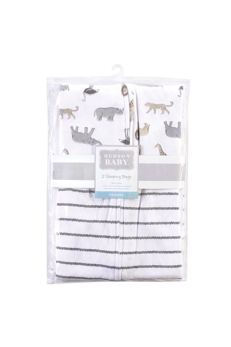 Comfortable Interlock Sleep Sacks 2Pk, Alternate, color, Modern Neutral Safari
