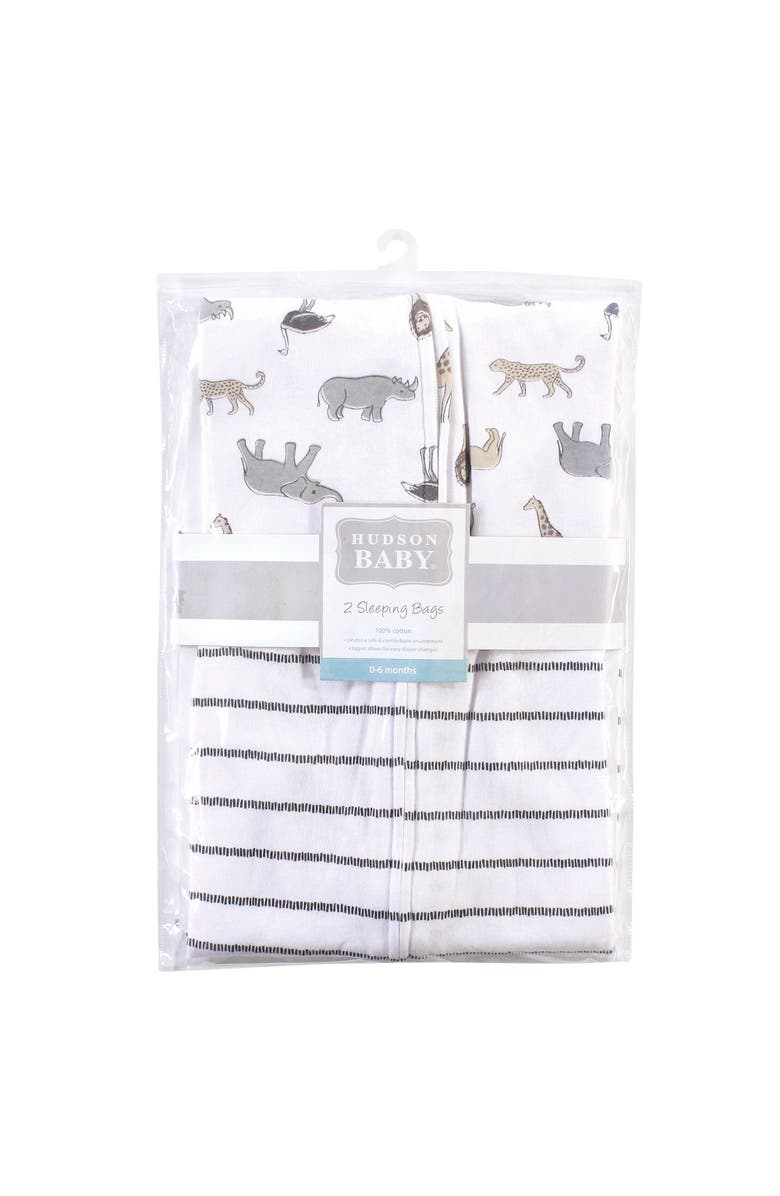 Hudson Baby Comfortable Interlock Sleep Sacks 2Pk, Alternate, color, Modern Neutral Safari