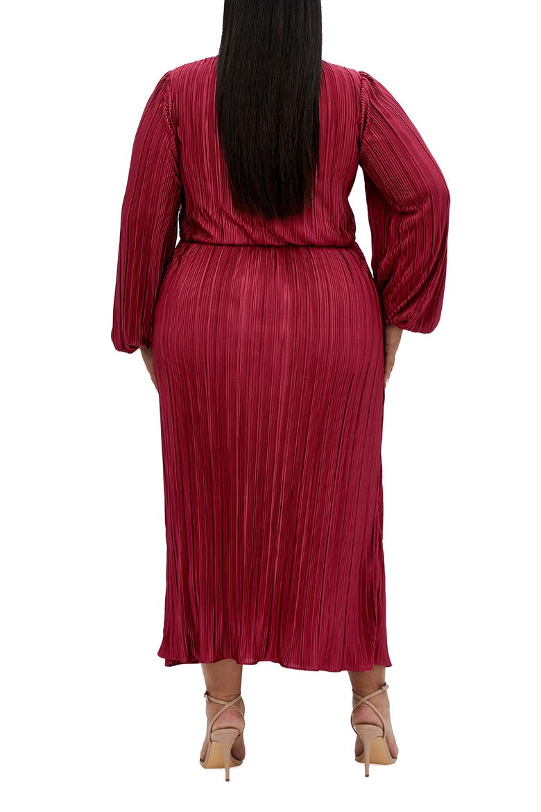 Kaya Pleated Long Sleeve Maxi Dress, Alternate, color, MAGENTA