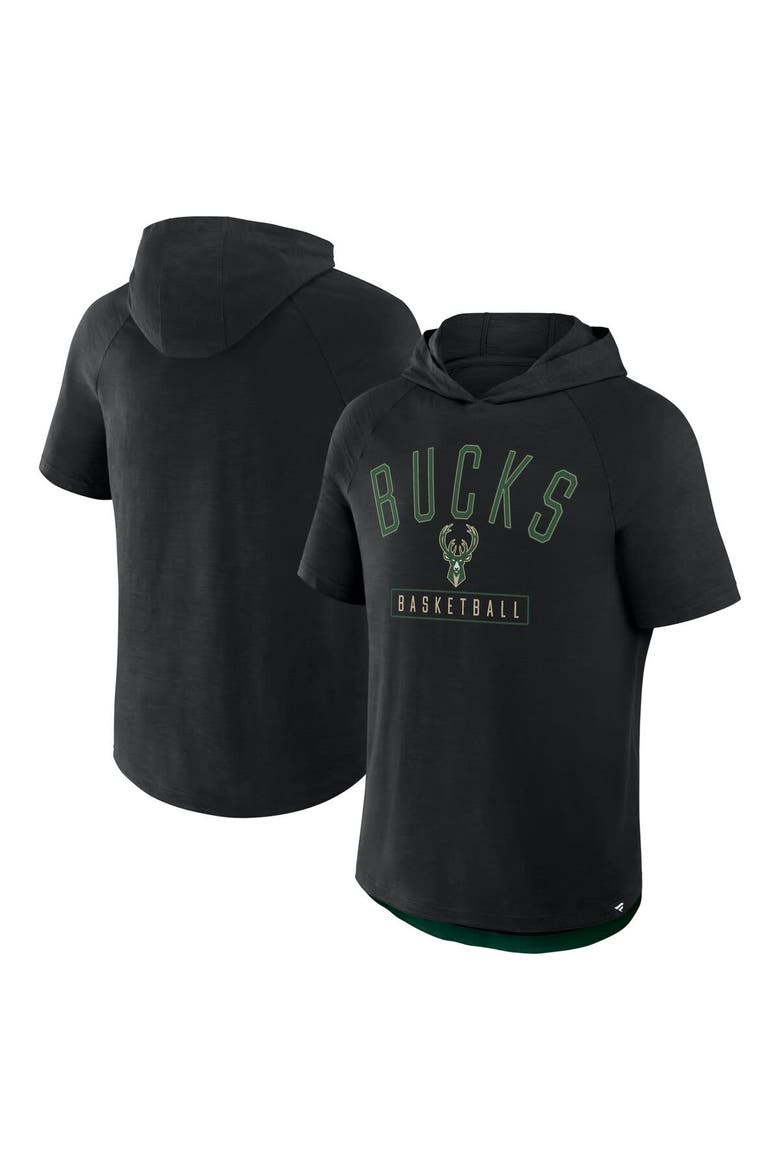 Men's Fanatics Black Milwaukee Bucks Pass Legend Raglan Hoodie T-Shirt, Alternate, color, Black
