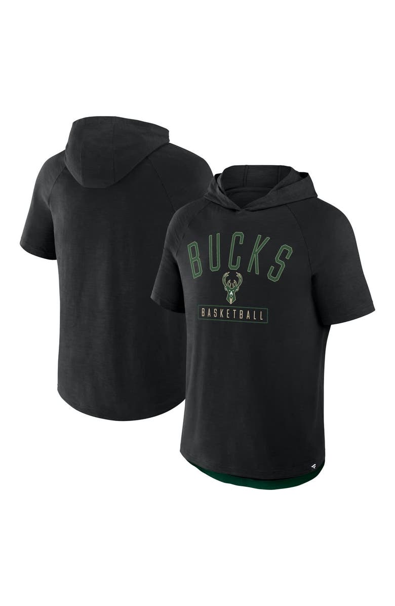 FANATICS Men's Fanatics Black Milwaukee Bucks Pass Legend Raglan Hoodie T-Shirt, Alternate, color, Black