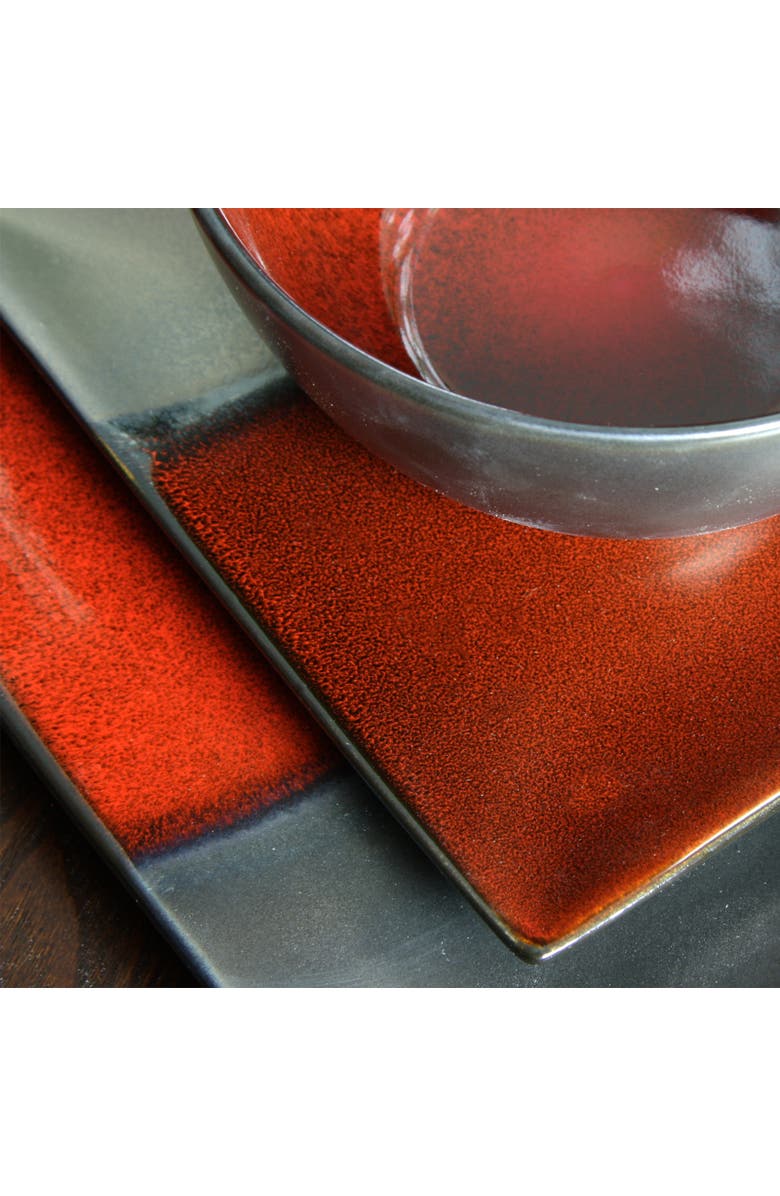Gibson Elite Decadence 12-Piece Square Dinnerware Set, Alternate, color, Red